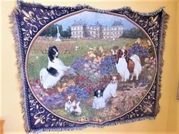 Woven tapestry throw with papillons in the flowers  45
